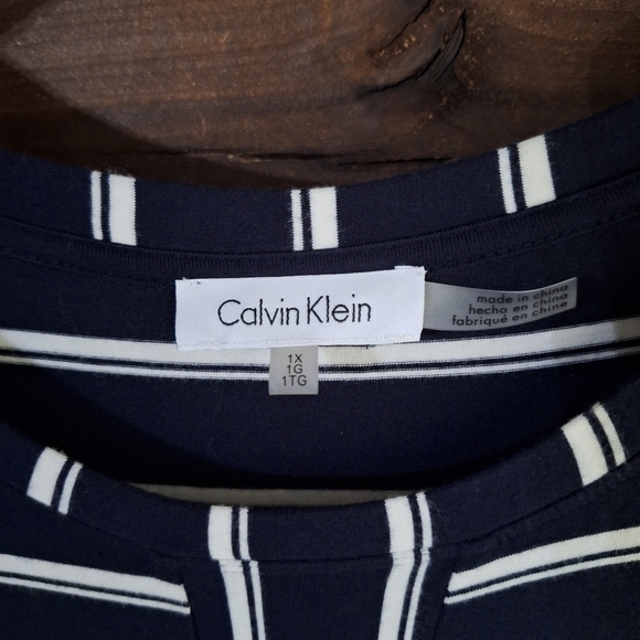 Calvin Klein Navy Womans Striped Dress SZ 1X - Picture 3 of 9